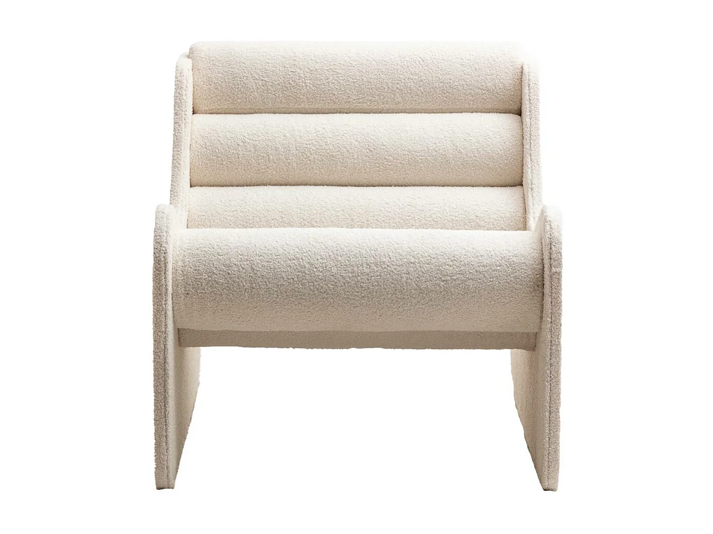 Fauteuil des années 70 en tissu bouclette blanc Athéna