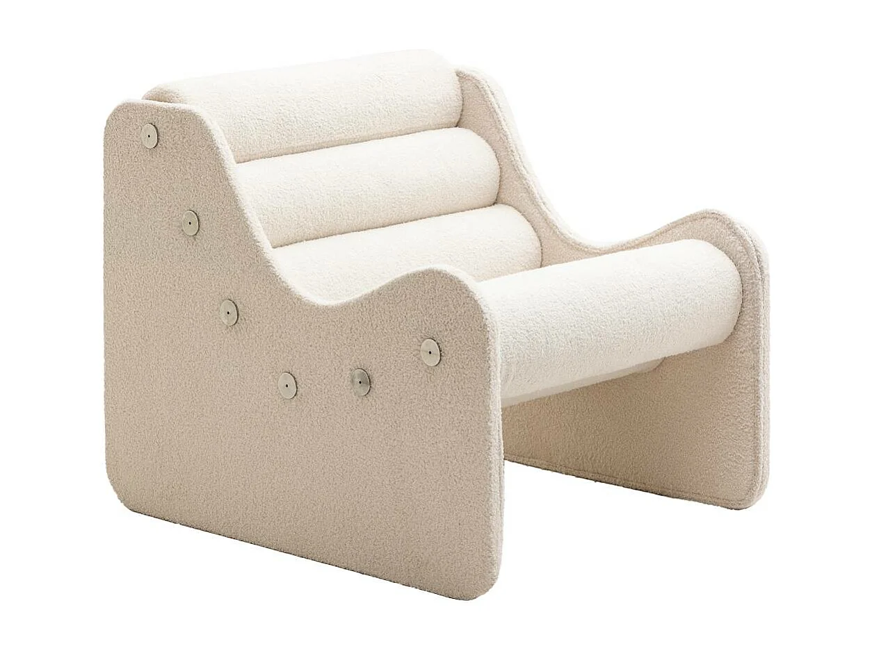 Sillón 70s blanco tela bouclé Soléa
