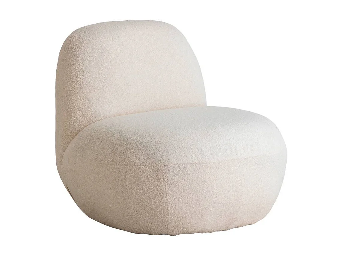 Fauteuil confort en tissu bouclette blanc Johanna
