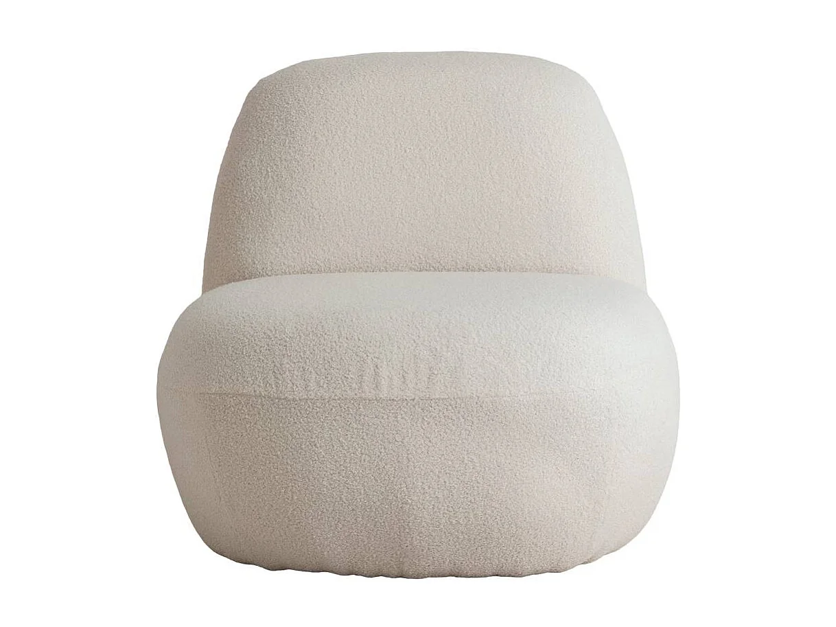Fauteuil confort en tissu bouclette blanc Johanna