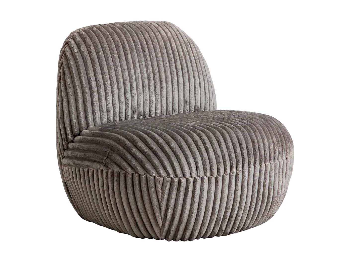 Fauteuil confort en velours côtelé beige écru Johanna