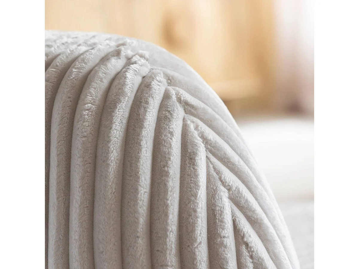 Fauteuil confort en velours côtelé beige écru Johanna