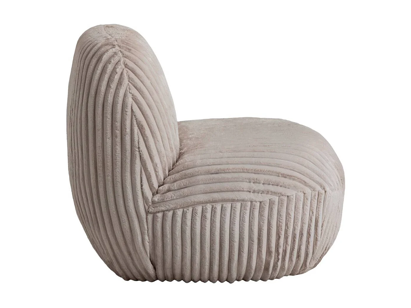Fauteuil confort en velours côtelé beige écru Johanna