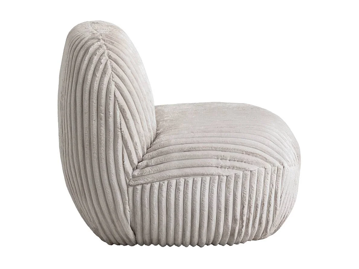 Fauteuil confort en velours côtelé beige écru Johanna