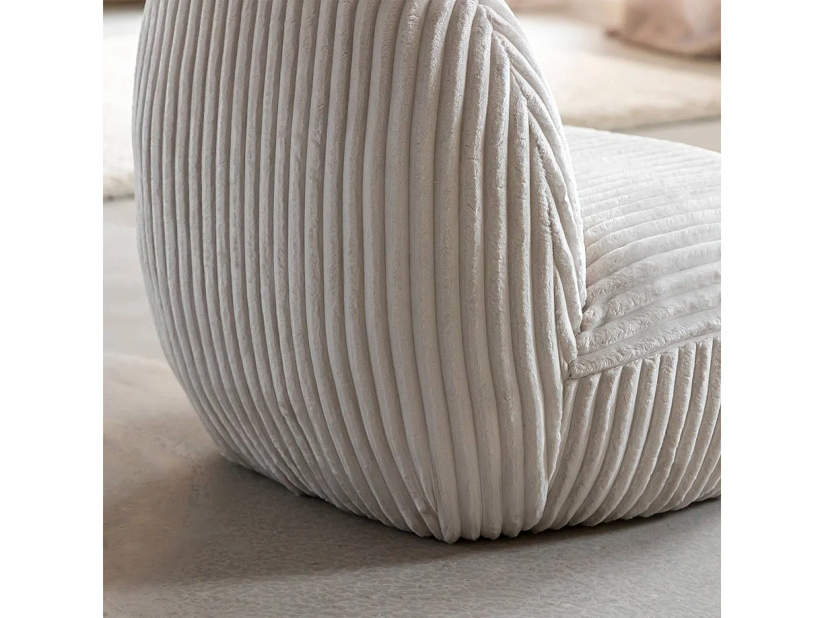 Fauteuil confort en velours côtelé beige écru Johanna