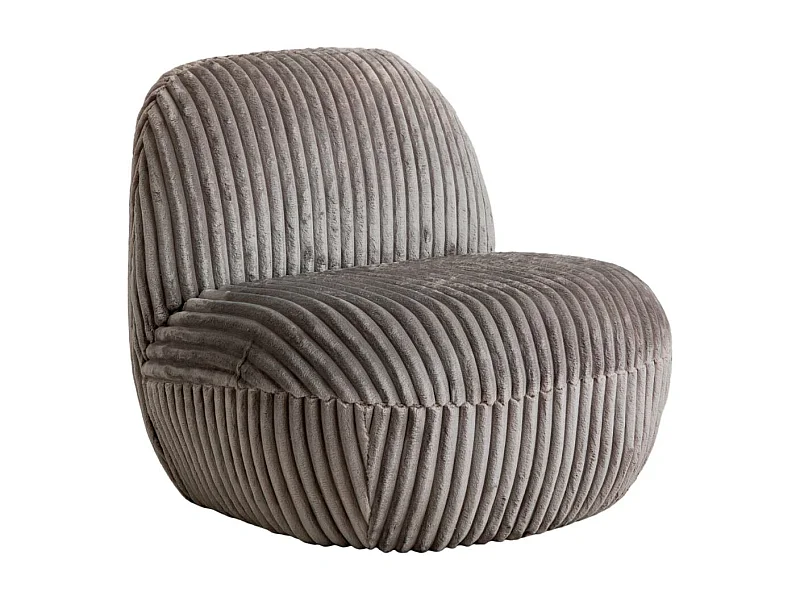 Fauteuil confort en velours côtelé beige écru Johanna