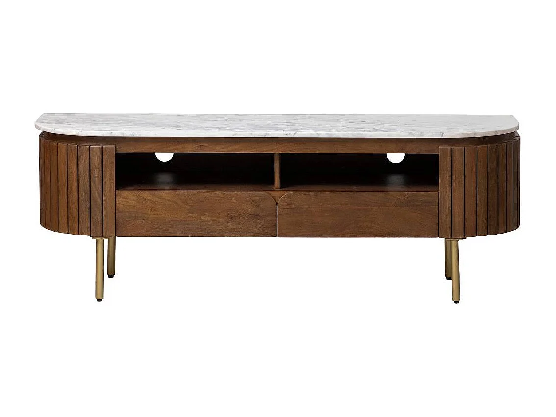 Mueble de TV en mármol y madera de mango Sienne