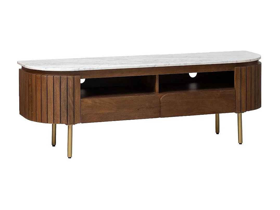 Mueble de TV en mármol y madera de mango Sienne