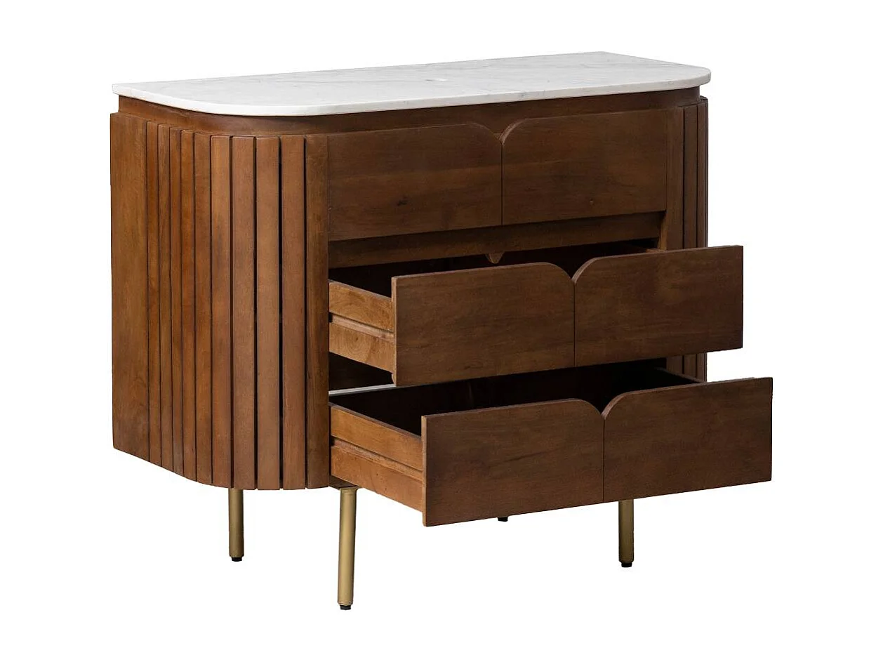 Mueble de baño en madera de mango y mármol Siena