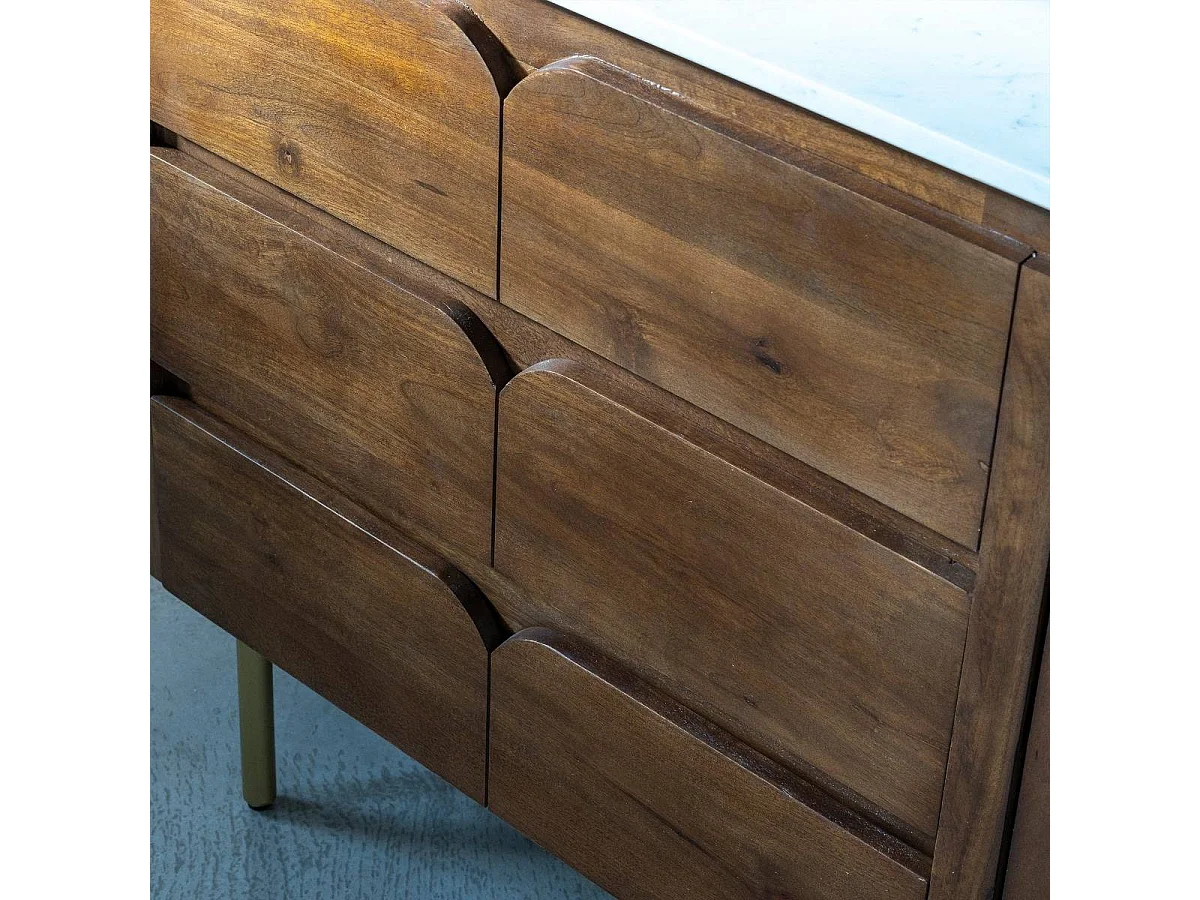 Mueble de baño en madera de mango y mármol Siena