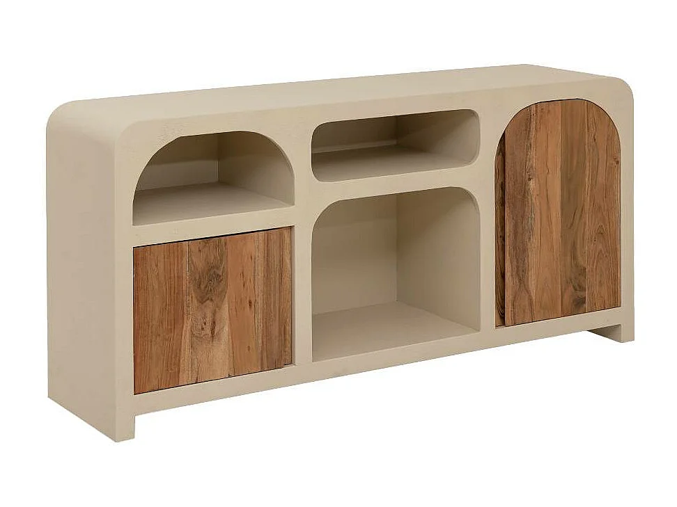 Buffet en MDF effet béton et bois d'acacia Dalva