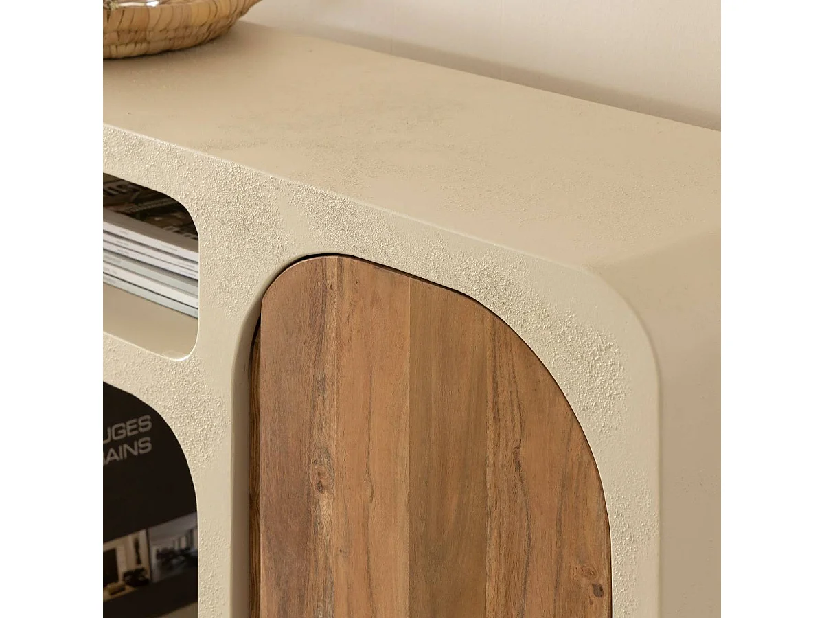 Buffet en MDF effet béton et bois d'acacia Dalva