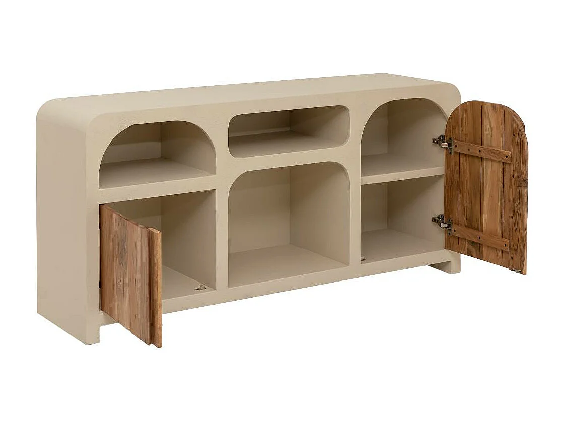 Buffet en MDF effet béton et bois d'acacia Dalva