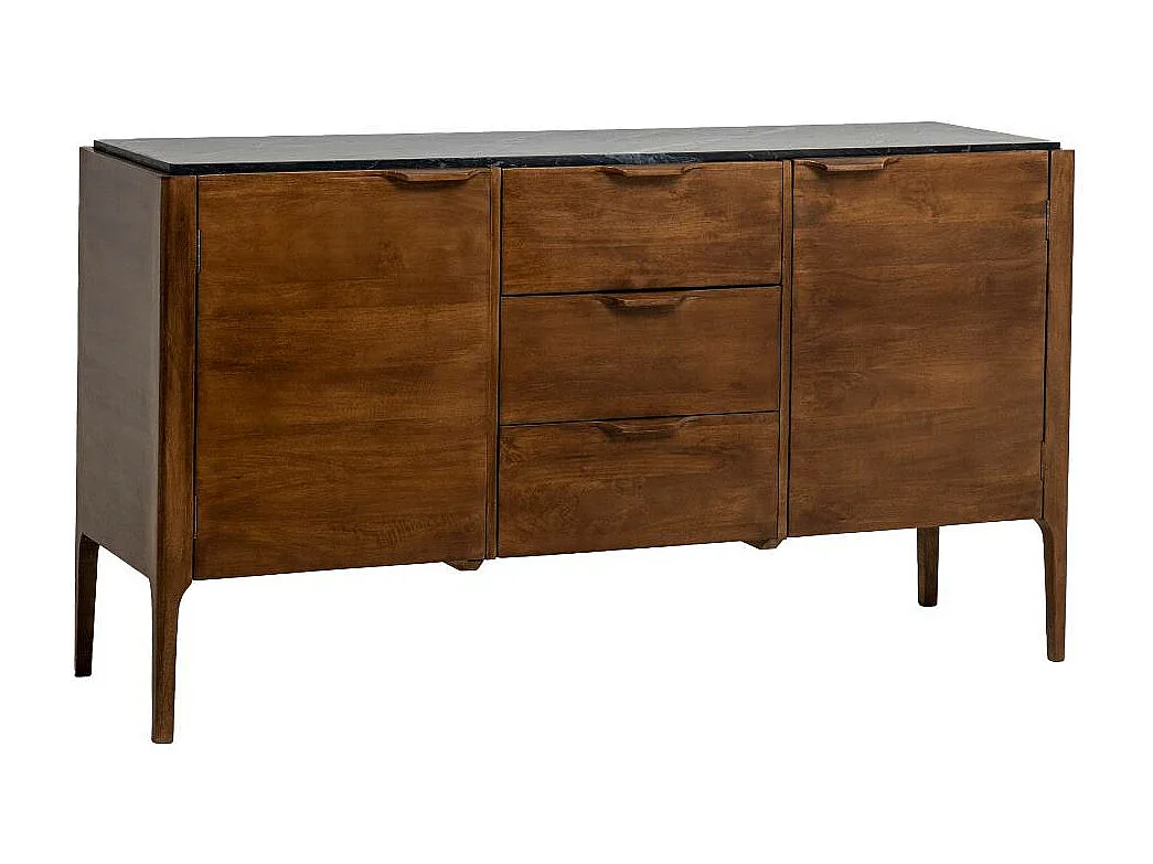 Buffet en marbre noir et bois de manguier Roch