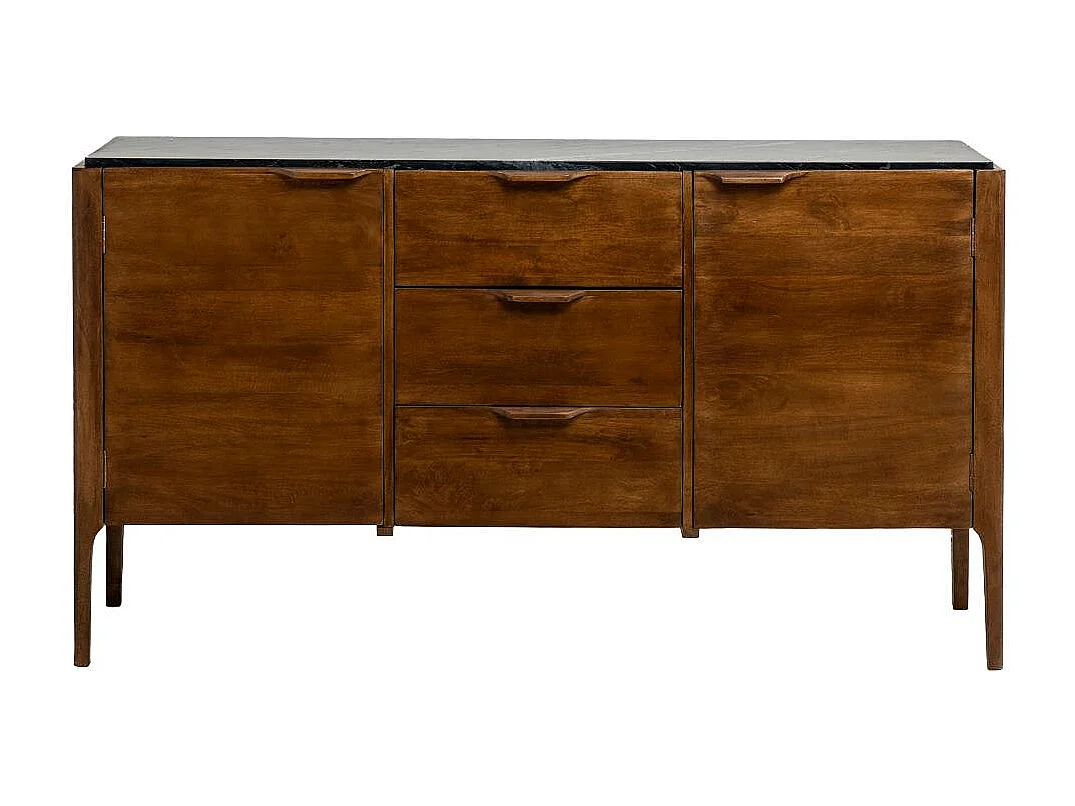 Buffet en marbre noir et bois de manguier Roch