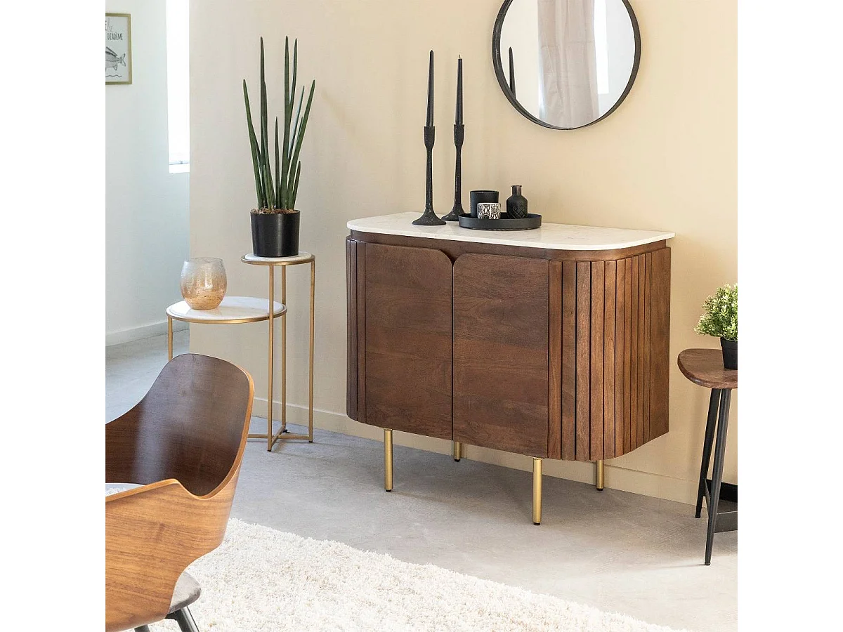 Buffet en marbre et bois de manguier Sienne