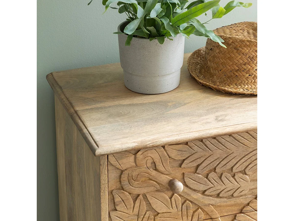 Cómoda tallada en madera de mango Adonie