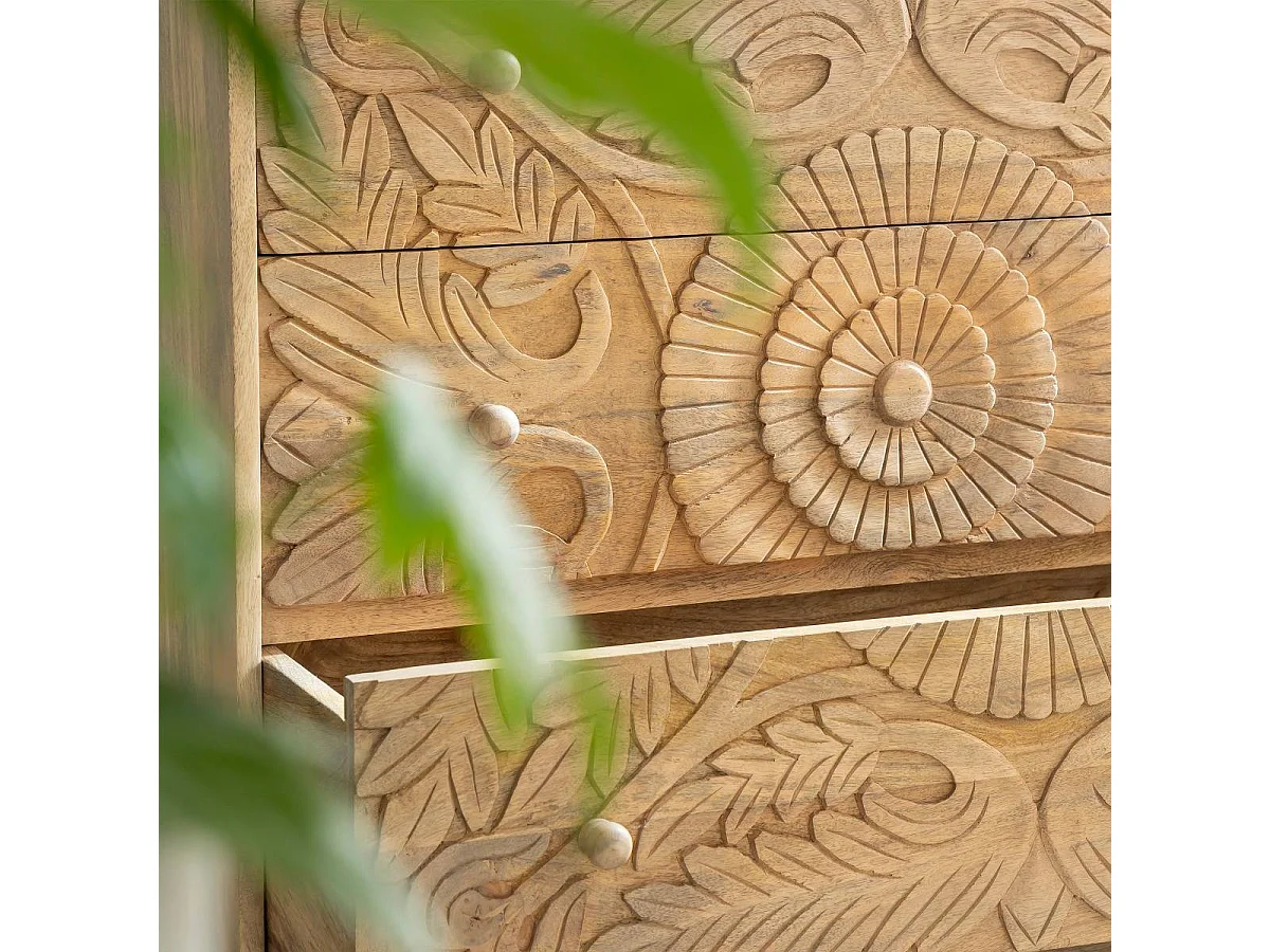 Cómoda tallada en madera de mango Adonie