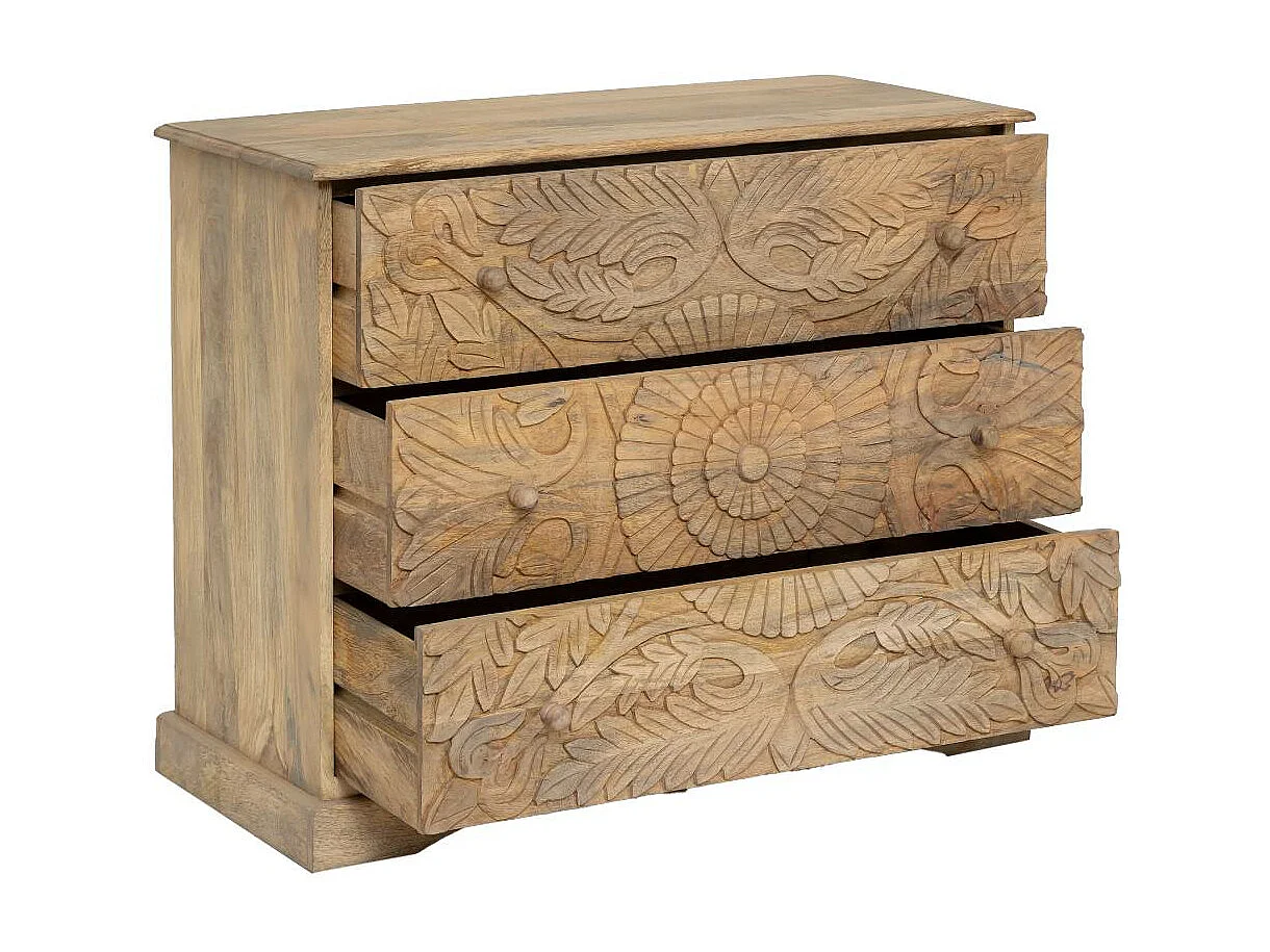 Commode sculpté en bois de manguier Adonie
