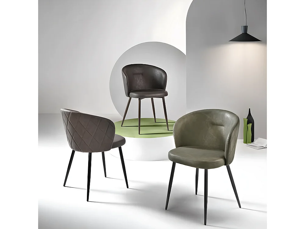 Set di 2 sedie da pranzo verdi "Boston" in ecopelle cm 56x55 78h