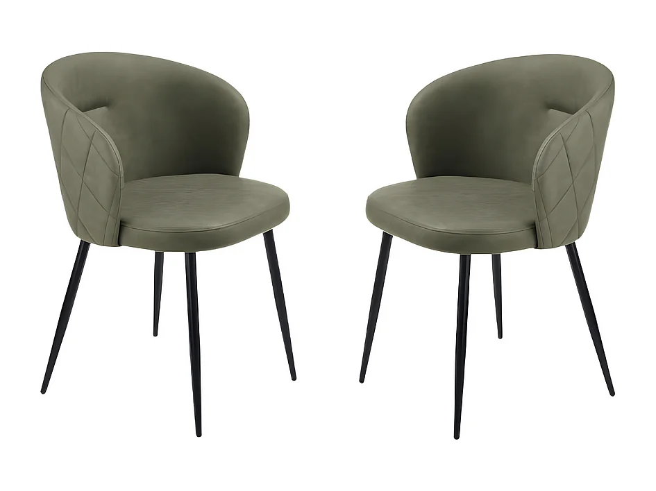 Set di 2 sedie da pranzo verdi "Boston" in ecopelle cm 56x55 78h