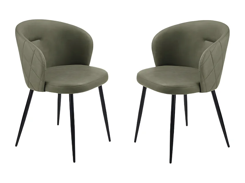 2er-Set grüne Esszimmerstühle "Boston" aus Öko-Leder cm 56x55 78h