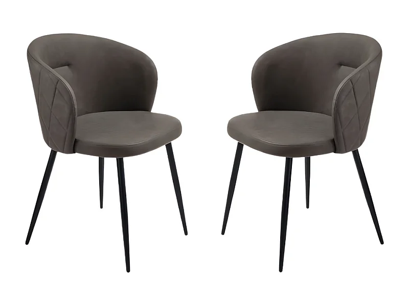 2er-Set Esszimmerstühle "Boston" in Anthrazit aus Öko-Leder cm 56x55 78h