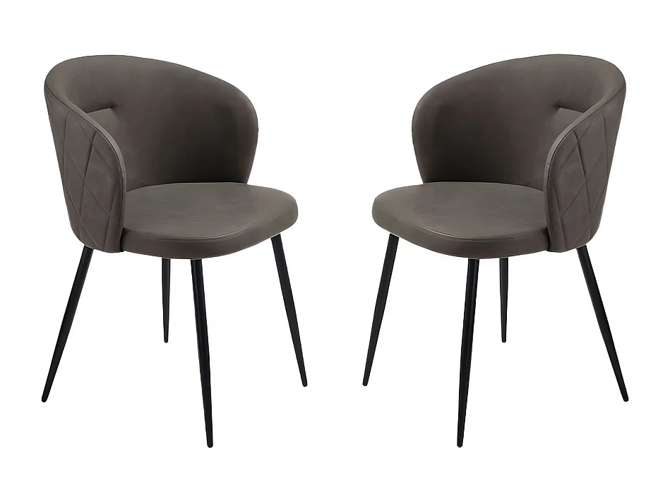 Set di 2 sedie da pranzo antracite "Boston" in ecopelle cm 56x55 78h