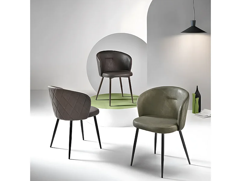 Set di 2 sedie da pranzo antracite "Boston" in ecopelle cm 56x55 78h