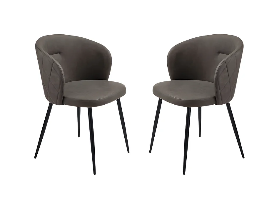 Lot de 2 chaises de salle à manger anthracite "Boston" en éco-cuir cm 56x55 78h