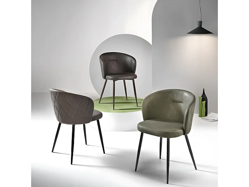 Set di 2 sedie da pranzo antracite "Boston" in ecopelle cm 56x55 78h