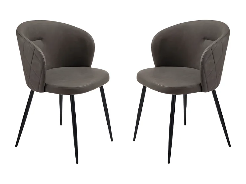 2er-Set Esszimmerstühle "Boston" in Anthrazit aus Öko-Leder cm 56x55 78h