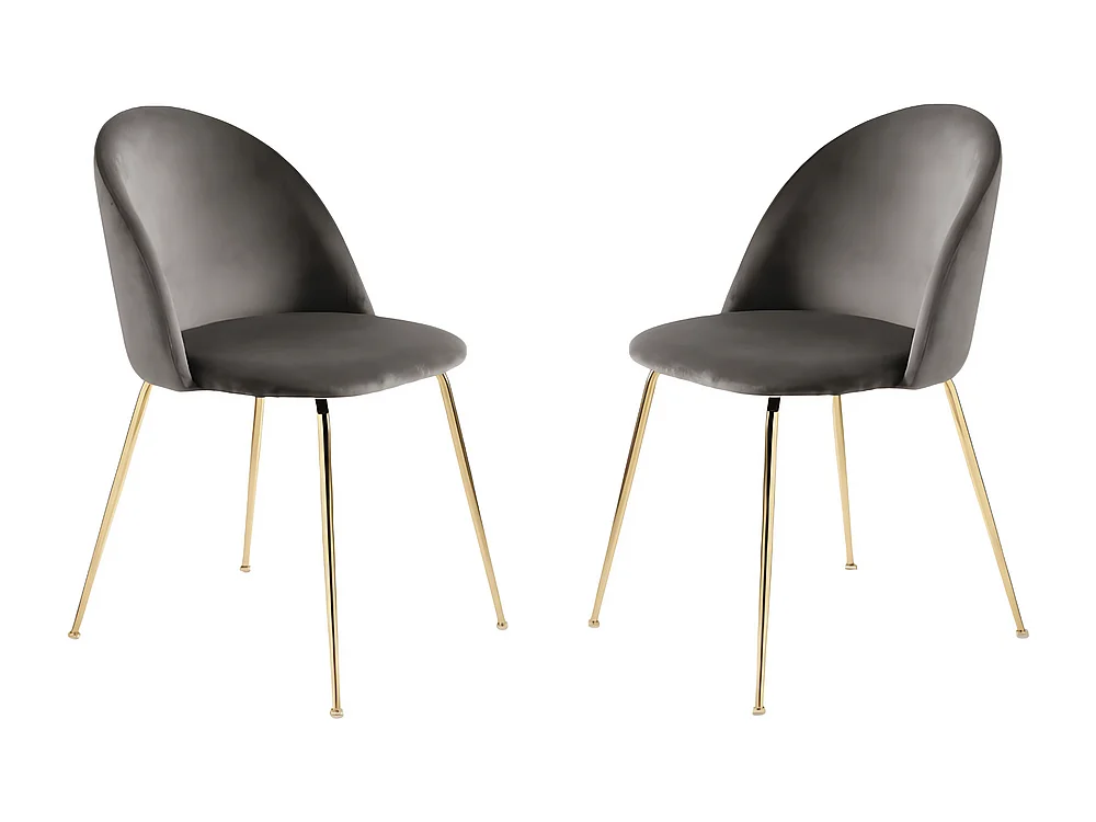 Conjunto de 4 cadeiras de jantar cinza "Dama" em veludo com estrutura em metal pintado cm 52x50 81h