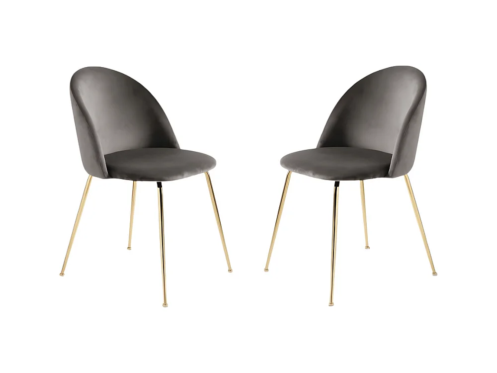 Lot de 4 chaises de salle à manger grises "Dama" en velours avec structure en métal peint cm 52x50 81h