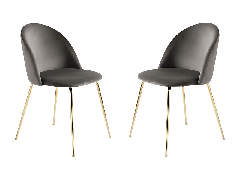 Lot de 4 chaises de salle à manger grises "Dama" en velours avec structure en métal peint cm 52x50 81h