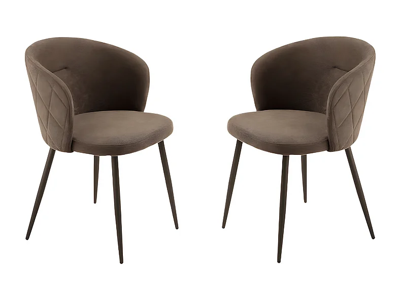 Lot de 2 chaises de salle à manger "Claris" en tissu marron rembourré cm 56x55 78h