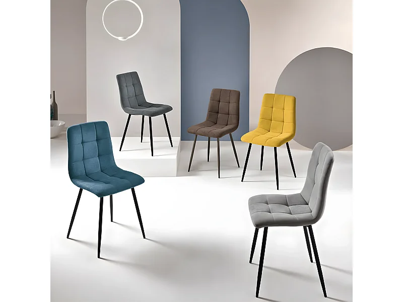 Set mit 4 modernen blauen Sofas aus Stoff "Milly" mit verführerischem Aufdruck, cm 45x53 88h