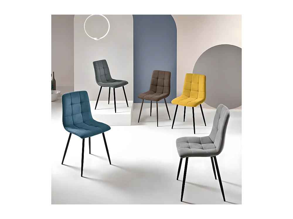Lot de 4 chaises de salle à manger modernes bleues en tissu "Milly" avec assise rembourrée cm 45x53 88h