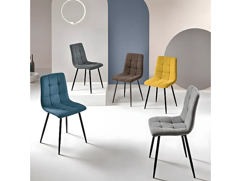 Set mit 4 modernen blauen Sofas aus Stoff "Milly" mit verführerischem Aufdruck, cm 45x53 88h