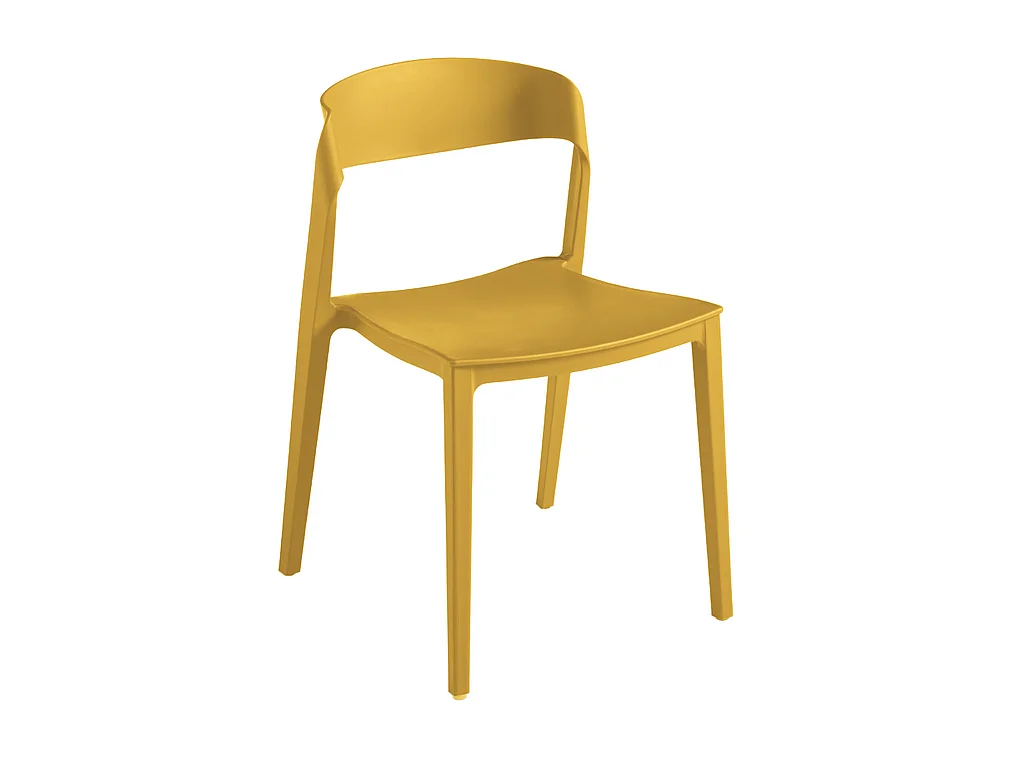 Conjunto de 2 sillas modernas apilables amarillas "Quorathis" en polipropileno para comedor cm 49x52 77h
