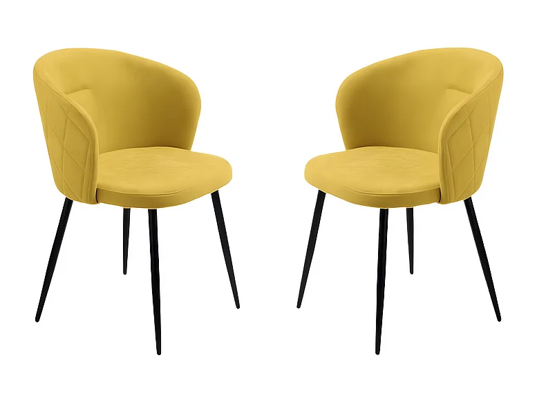 Conjunto de 2 cadeiras de jantar "Claris" em tecido acolchoado amarelo cm 56x55 78h