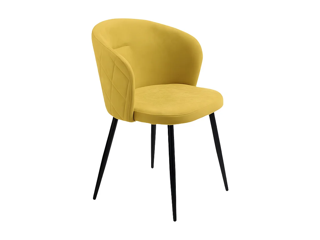 Set di 2 sedie da pranzo "Claris" in tessuto giallo imbottite cm 56x55 78h