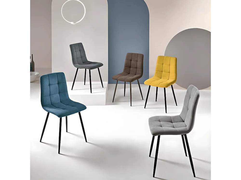 Juego de 4 sillas de comedor modernas marrones en tejido "Milly" con asiento acolchado cm 45x53 88h