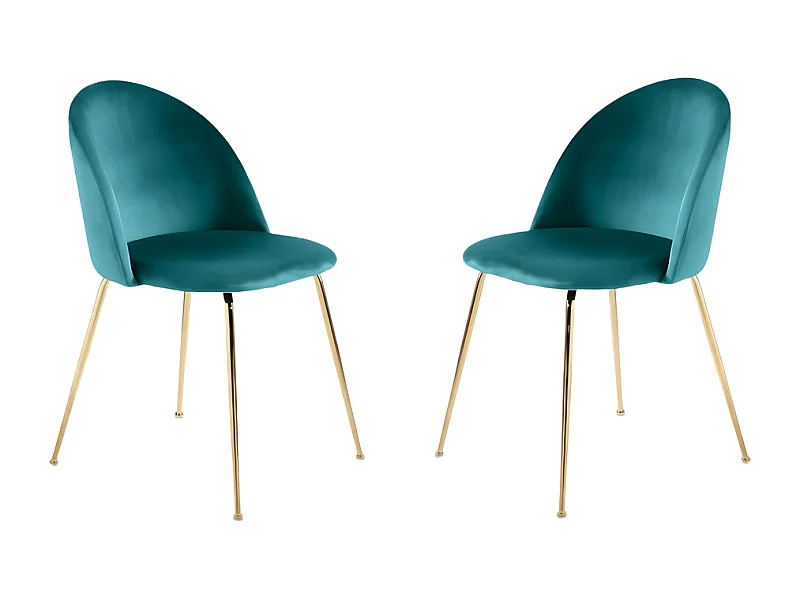 Set van 4 blauwe eetkamerstoelen "Dama" in fluweel met geverfd metalen frame cm 52x50 81h