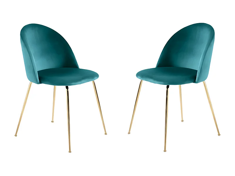 Komplet 4 niebieskich krzeseł do jadalni "Dama" z aksamitu z malowaną metalową ramą cm 52x50 81h