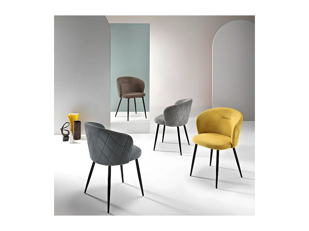 Juego de 2 sillas de comedor "Claris" en tejido antracita acolchado cm 56x55 78h