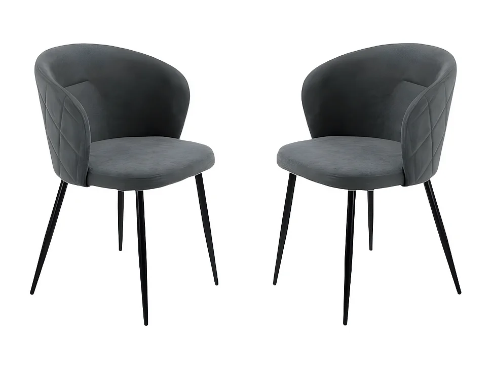 Lot de 2 chaises de salle à manger "Claris" en tissu anthracite rembourré cm 56x55 78h