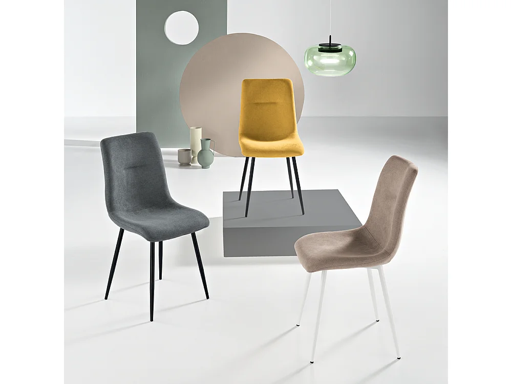 Juego de 2 sillas "Nymara" gris tórtola con estructura blanca cm 45x59 90h