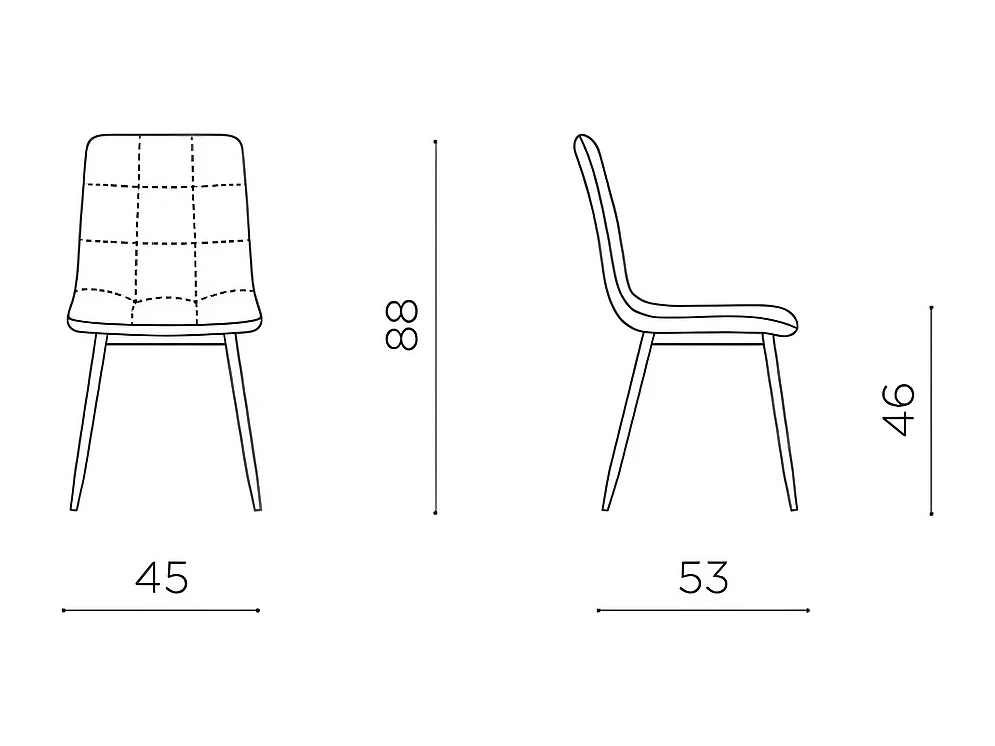 Lot de 4 chaises de salle à manger modernes anthracite en tissu "Milly" avec assise rembourrée cm 45x53 88h