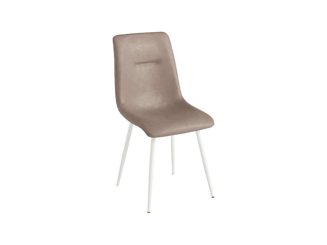 Lot de 2 chaises rembourrées "Zaren" en éco-cuir gris tourterelle avec structure blanche cm 45x59 90h